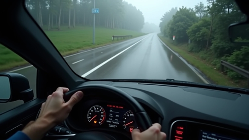Automobilio šlaituose kelyje su stabilumo kontrolės sistemos ženklu ekrane