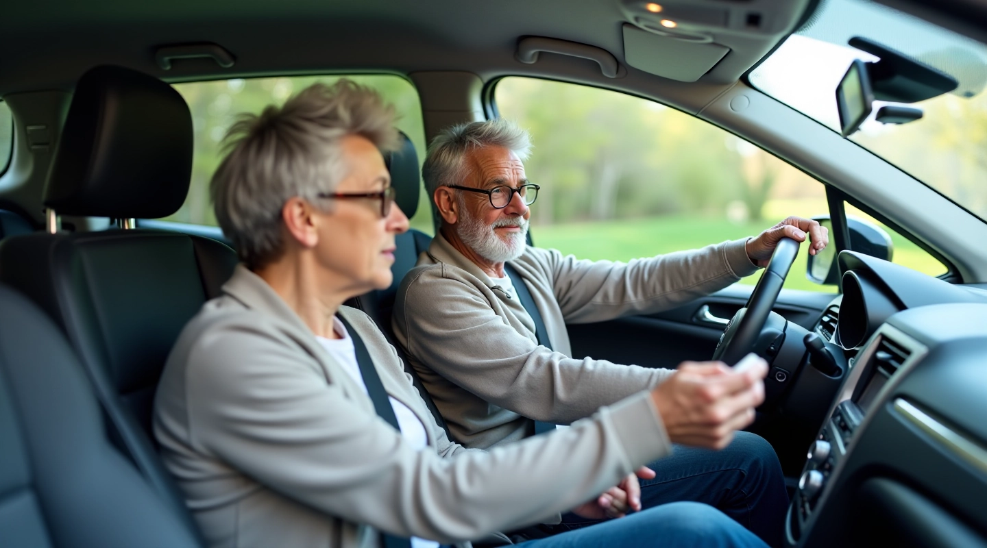 Vyresnio amžiaus vairuotojai tyrinėja komfortabilų automobilį