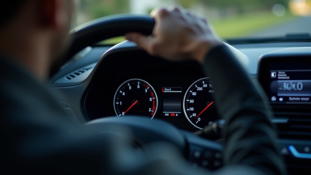 ABS sistemos valdymo panelė automobilio viduje su šviečiančiais indikatoriaus ženklais